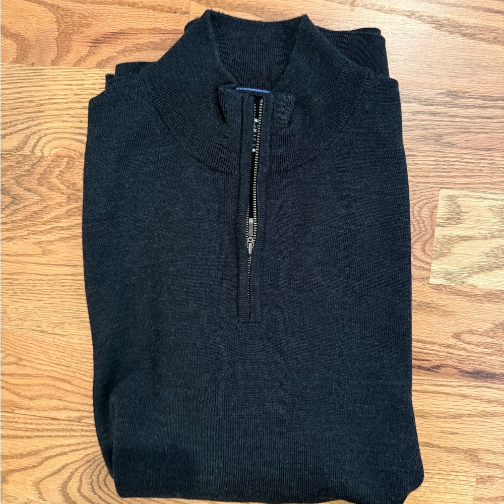 Charles Tyrwhitt Quarter Zip Merino Wool Sweater - Size XL - Ink Blue